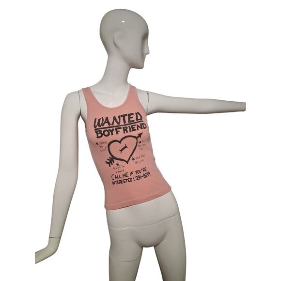 Y2K Wet Seal Women's size Small Grungecore Academia Ribbed Boyfriend Wanted Tank - Picture 7 of 12